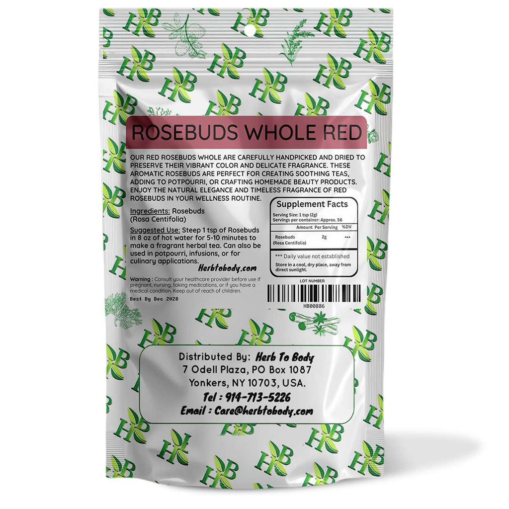 Herb To Body Whole Red Dried Rosebuds Herbal Tea 4oz