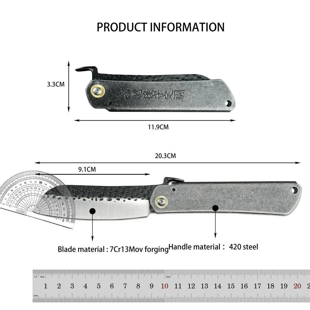 Bronze Handle Folding Knife Damascus Steel Blade A Versatile Cutting Knife for Both Emergency and Daily Use Perfect Gift for Men