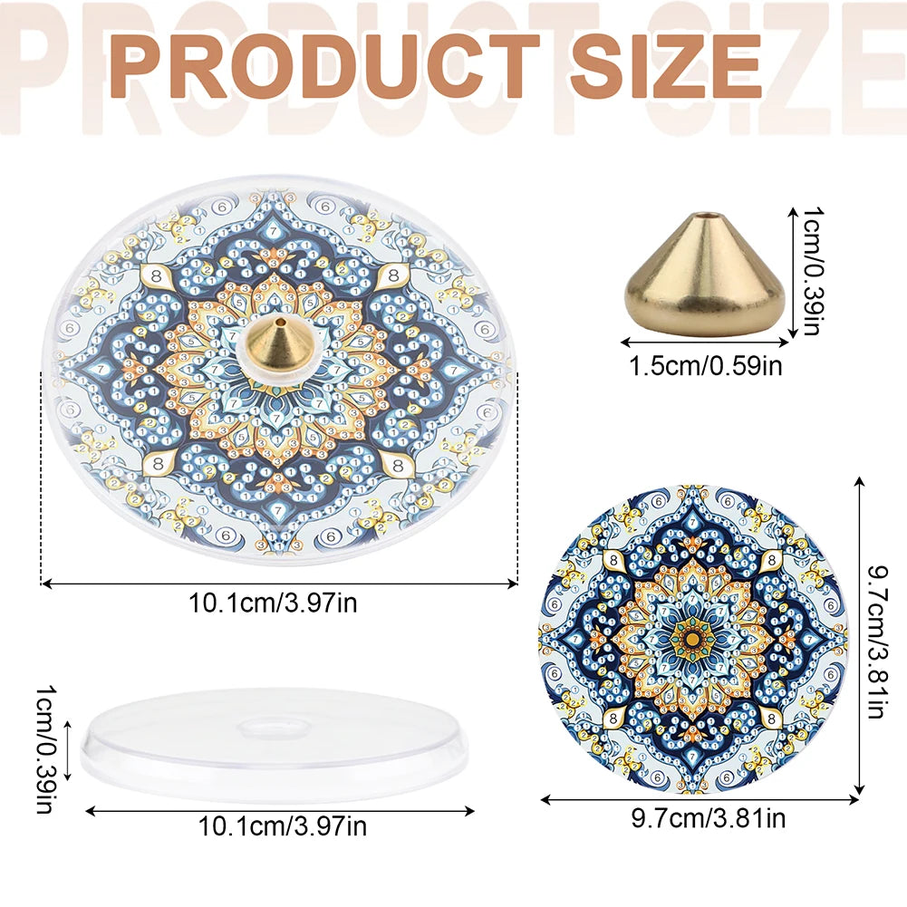 2Pcs Acrylic Special Shaped Colorful Pattern 5D DIY Diamond Art Incense Holder Diamond Painting Aroma Stand for Yoga Meditation