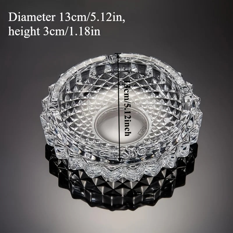 Elegant Crystal Glass Ashtray - Thick Round Design, Durable & Stylish for Home, Office, or Hotel Use | Perfect for Indoor Decor