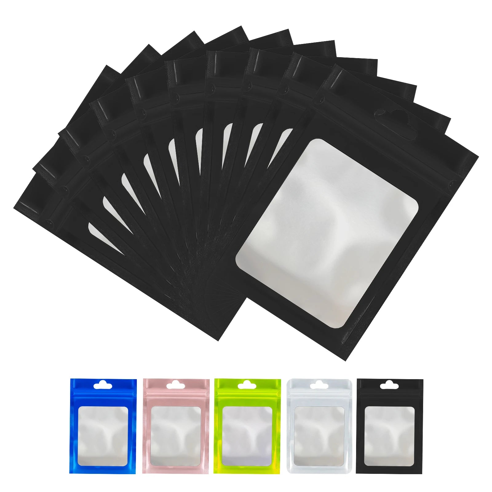 100Pcs Matte Black Mylar Foil Zip Lock Bag for iphone 14 pro case Hang Hole Reusable Tear Notch Food Storage Packaging Pouches