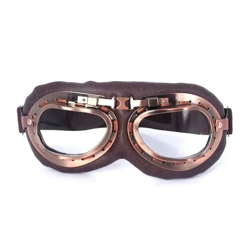 Retro Motorcycle Goggles Glasses Vintage Moto Classic Goggles for Harley Pilot Steampunk ATV Bike Copper Helmet 1Pcs