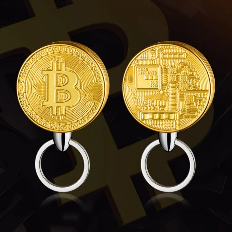Metal Bitcoin Shaped Side Sliding Ignition Gas Lighter Portable Windproof Lighter for Men's Gifts Cigarette Accessories