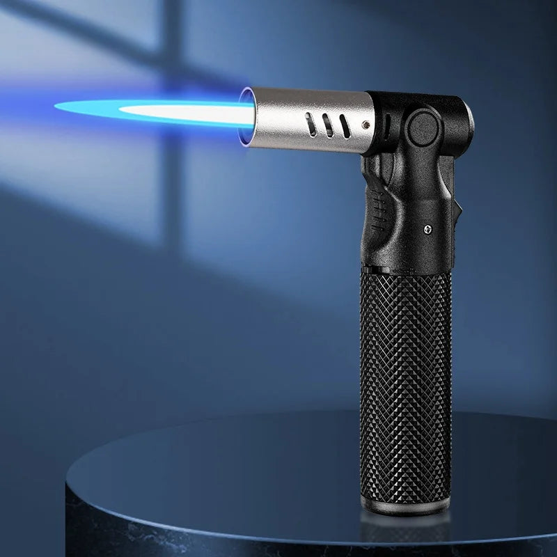 Refillable Butane Torch Lighter 1300°C Jet Flame, Windproof Portable Torch, Adjustable Flame, 360° Use for BBQ, Camping (No Gas)