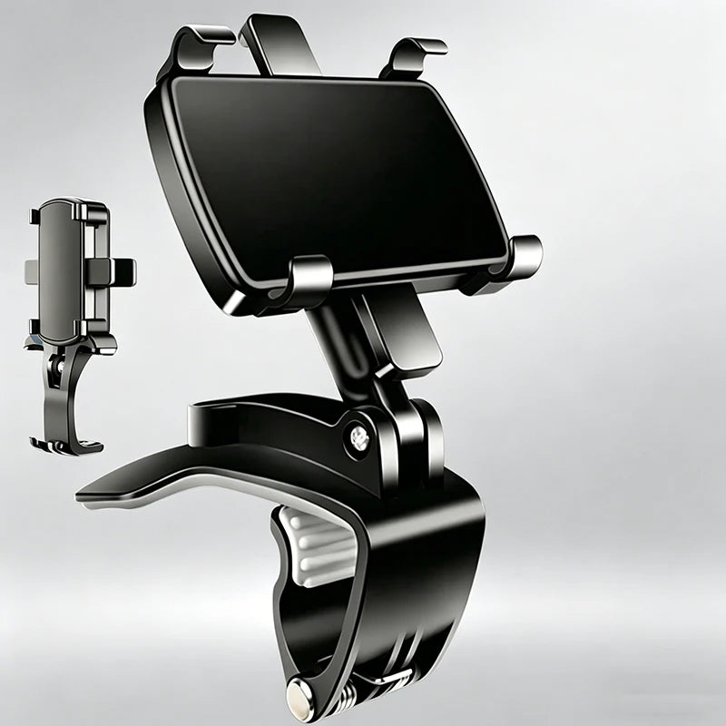 Car Phone Holder 360° Rotating, Universal Adjustable Spring Clamp, Anti-Vibration Secure Mobile Mount for Car Air Vent