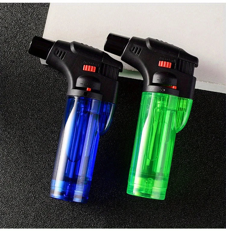 2PCS Butane Torch Lighter Refillable Jet Flame Lighter Windproof Safe Multi-purpose Lighter for Candles Fireplace Campfire Grill