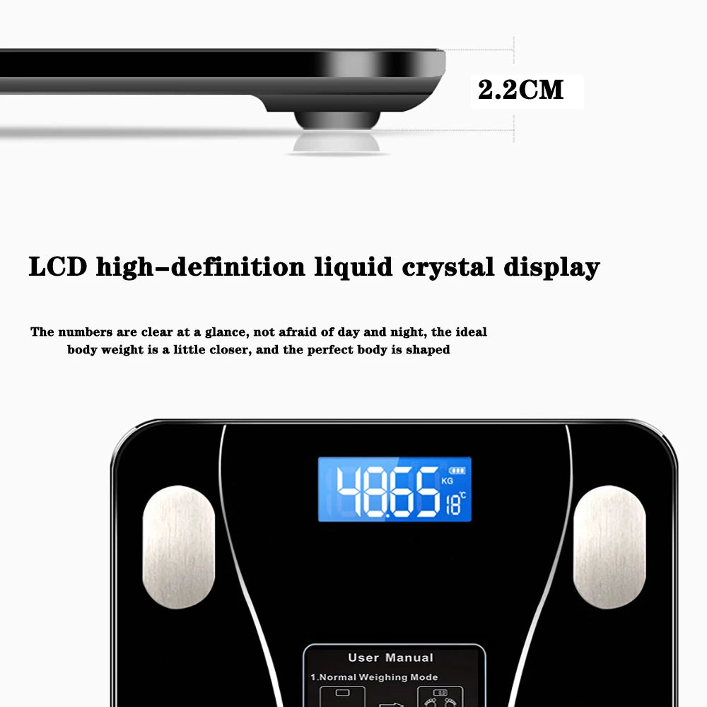 Smart Bluetooth Body Fat Scale, Digital Bathroom Weight Scale with App for Body Composition Analysis & Health Tracking