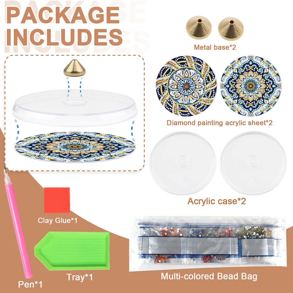2Pcs Acrylic Special Shaped Colorful Pattern 5D DIY Diamond Art Incense Holder Diamond Painting Aroma Stand for Yoga Meditation