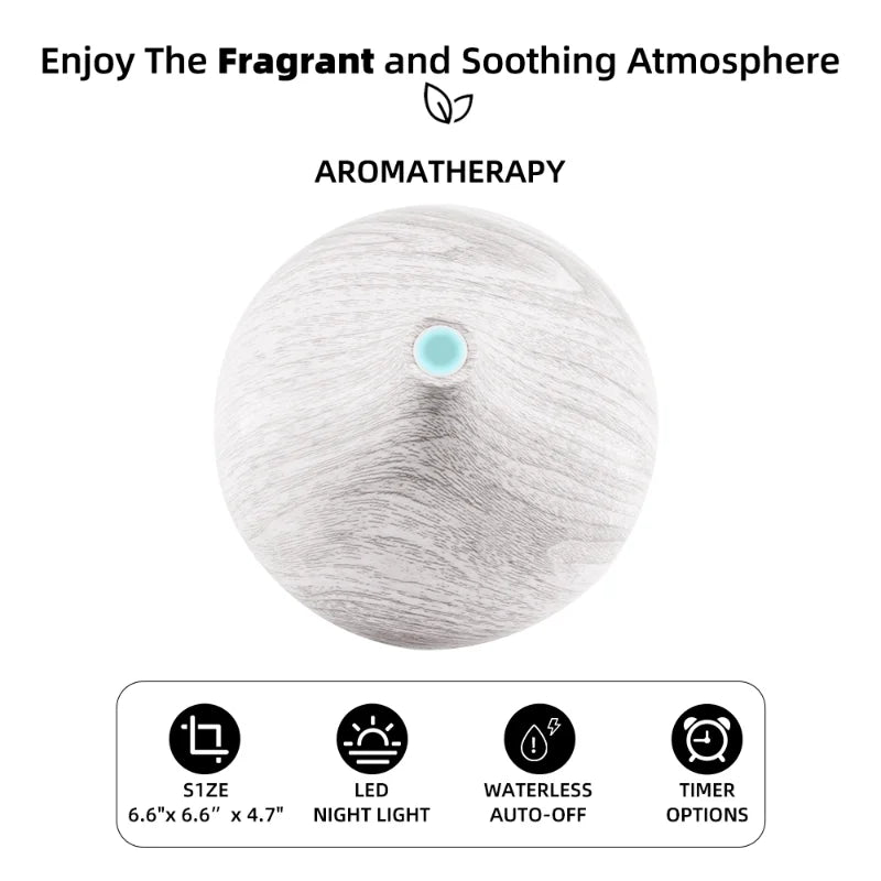 550ml Wood Grain Aromatherapy Diffuser & Humidifier with Remote Control, 6 Essential Oils Included, Ultrasonic Silent Operation