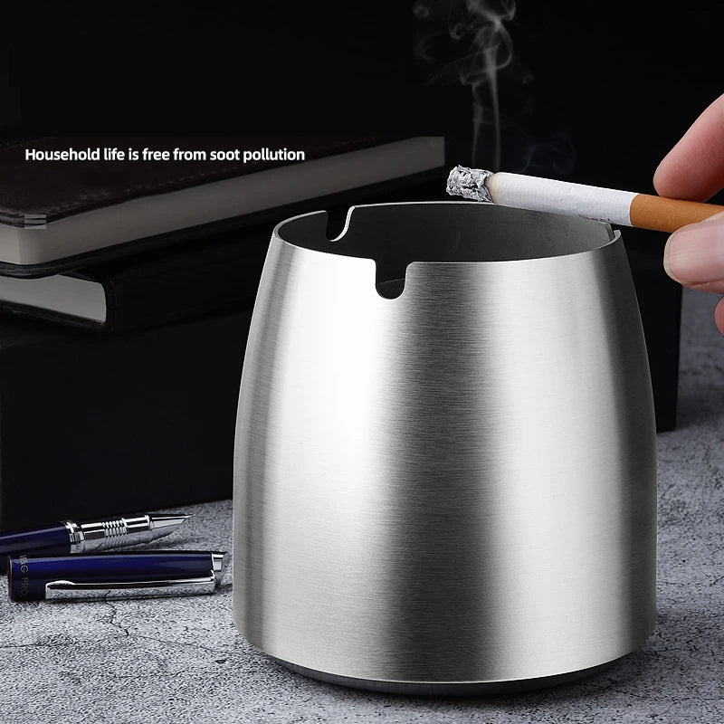 1PC Titanium-plated Stainless Steel Ashtray Car Interior Ash Waste Receptacle with Lid Thicker and Taller Anti-fly Car Ashtray