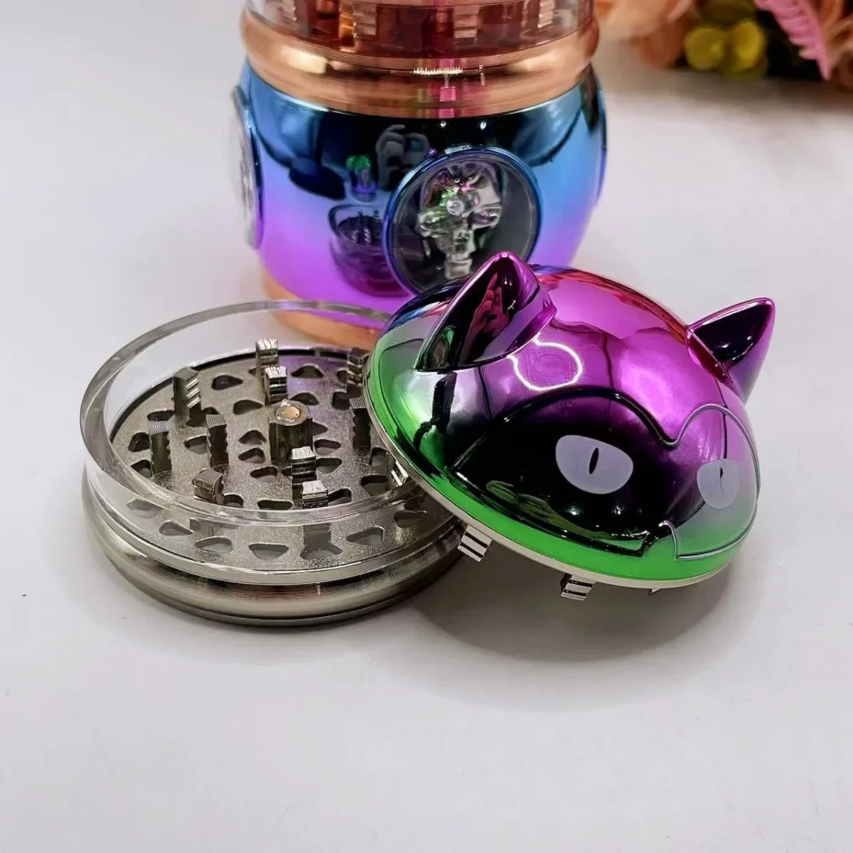 2.8inch Metal Cat Herb Grinder Mill 4-Layers Crusher Manual Mortar Pestle Tobacco Grass Grinder Cigarette Smoking Accessories