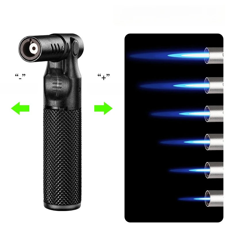Refillable Butane Torch Lighter 1300°C Jet Flame, Windproof Portable Torch, Adjustable Flame, 360° Use for BBQ, Camping (No Gas)