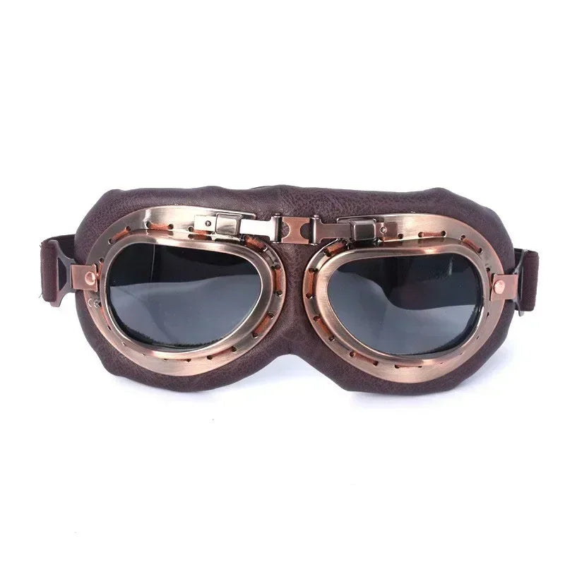 Retro Motorcycle Goggles Glasses Vintage Moto Classic Goggles for Harley Pilot Steampunk ATV Bike Copper Helmet 1Pcs