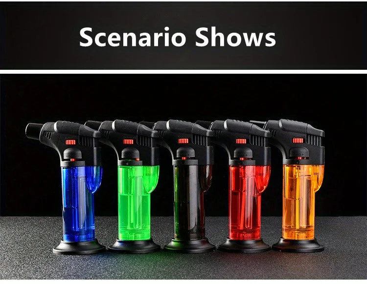 2PCS Butane Torch Lighter Refillable Jet Flame Lighter Windproof Safe Multi-purpose Lighter for Candles Fireplace Campfire Grill