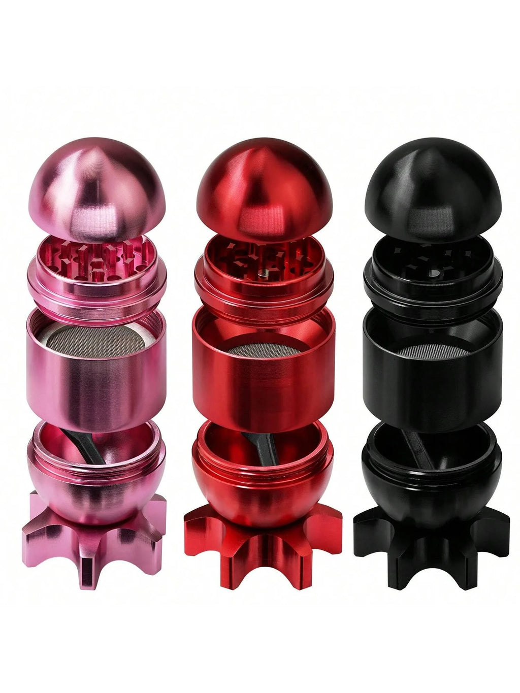 4-Layer Missile Shape Tobacco Grinder 1.5" Cute Aluminum Alloy Spice Grinder Cigarette Herb Manual Grinder with Cleaning Brush