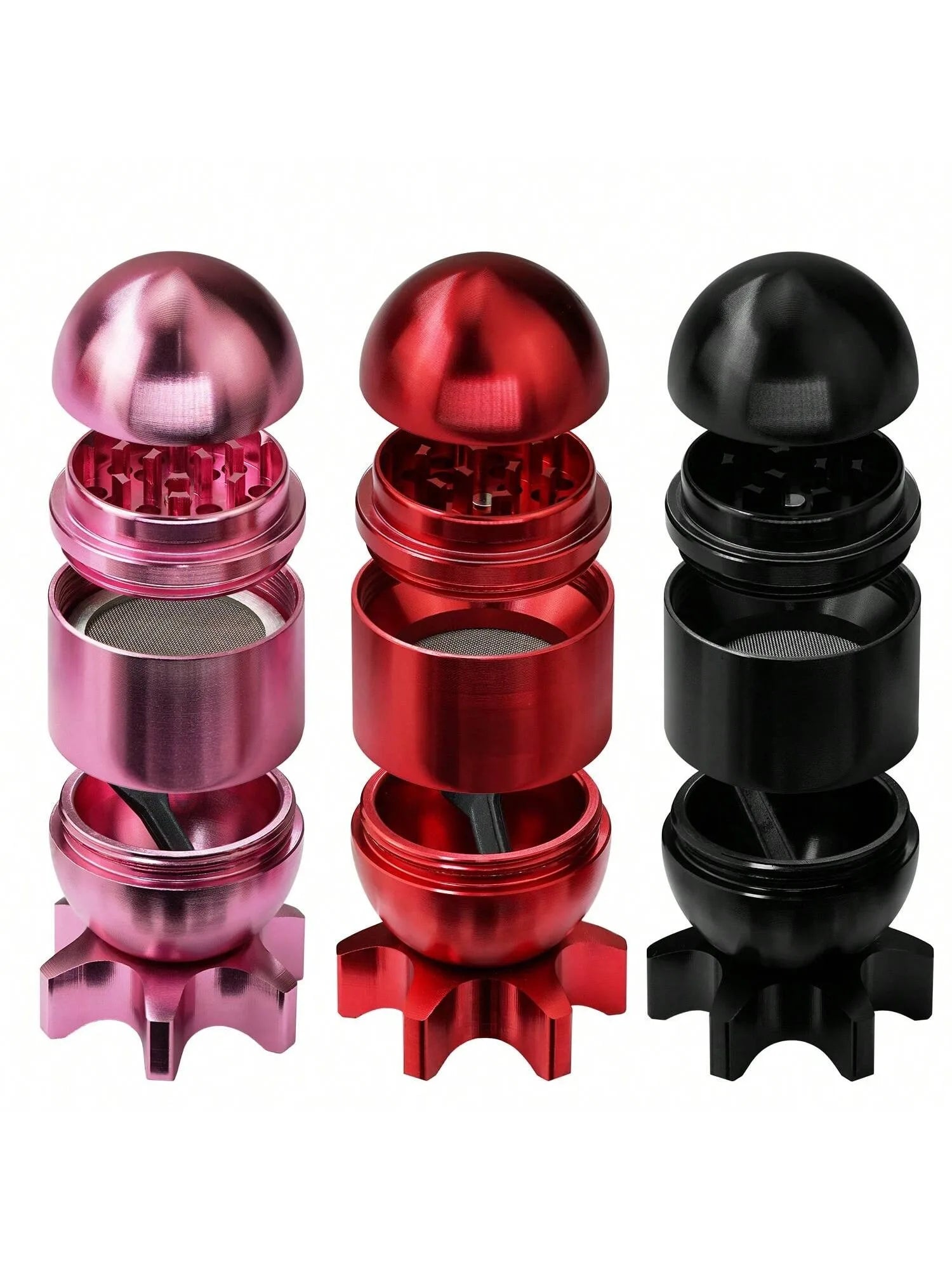 4-Layer Missile Shape Tobacco Grinder 1.5" Cute Aluminum Alloy Spice Grinder Cigarette Herb Manual Grinder with Cleaning Brush