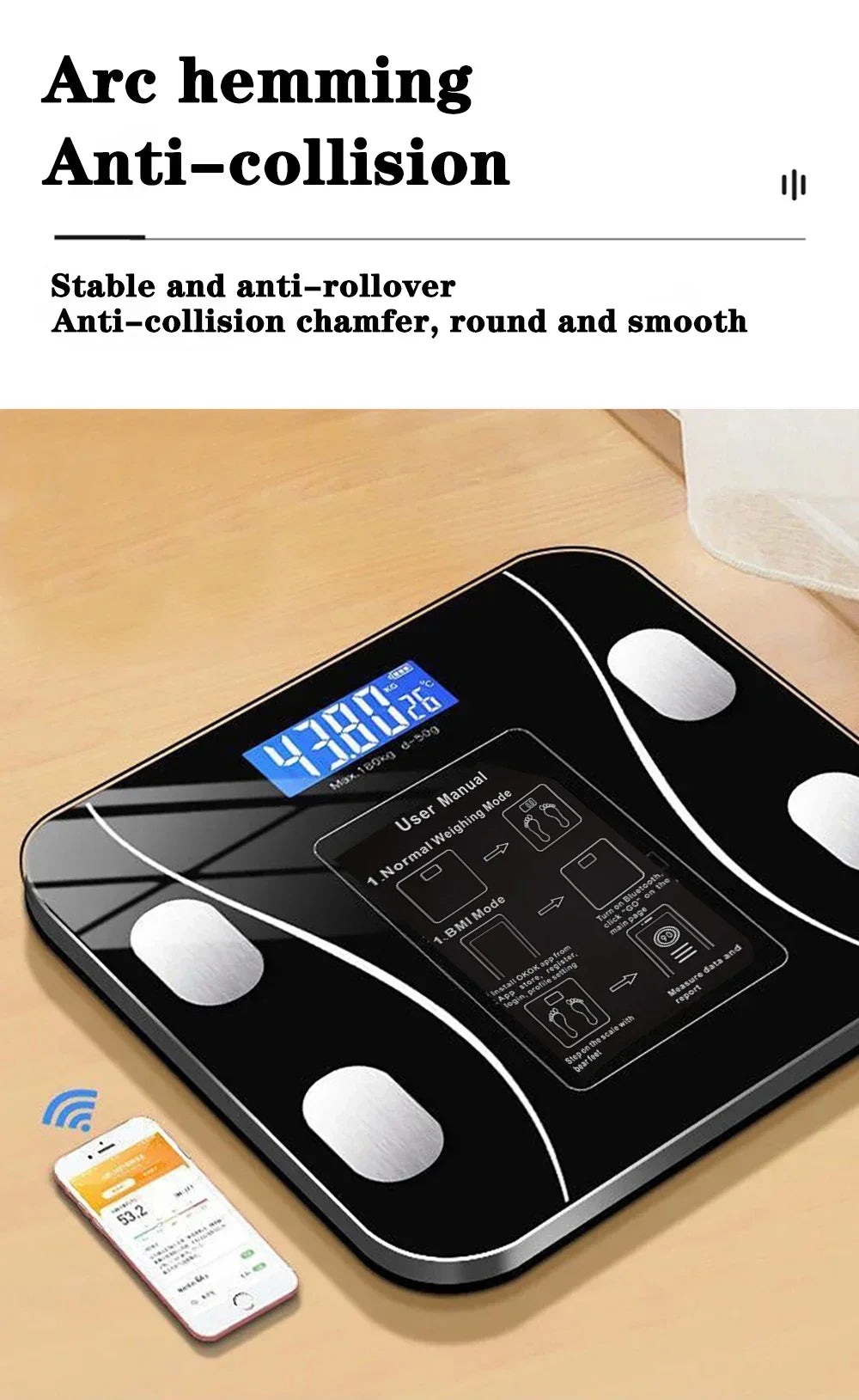 Smart Bluetooth Body Fat Scale, Digital Bathroom Weight Scale with App for Body Composition Analysis & Health Tracking