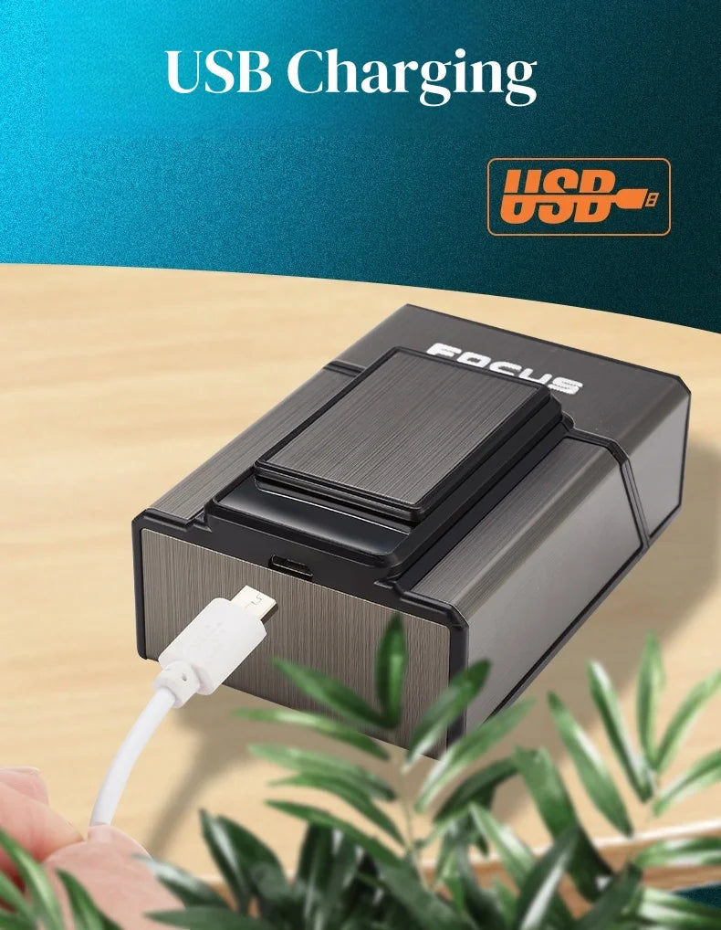 Cigarette Case with Lighter USB Rechargeable Windproof Tungsten Coil Igniter Holder Fits Soft & Hard Packs Holds 20 Cigarettes