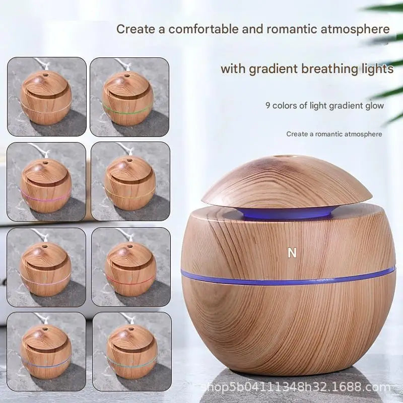 YAIAWISU LED Air Humidifier Diffuser, USB Essential Oil Diffuser with 7-Color Night Light, Quiet Mini Cold Mist for Office Bedro