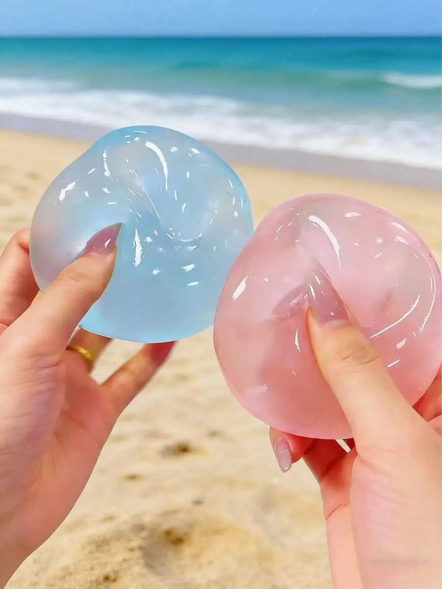 1/2pcs Moldable Slow Rebound Blue Coconut Oil Handmade Squeezing Ball, 6cm Round Malt Stress Relief Squeeze Toy