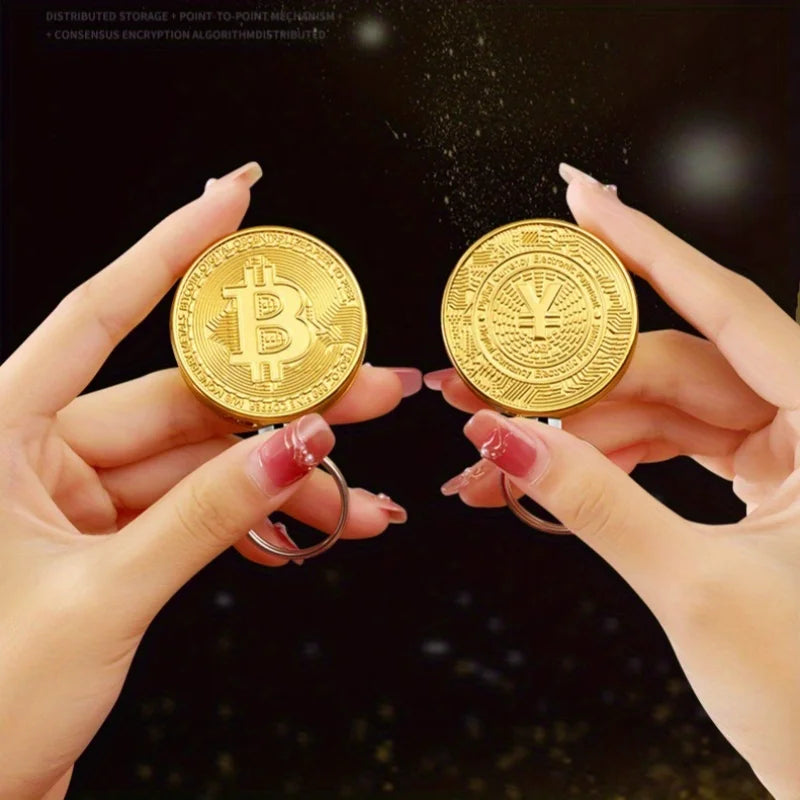 Metal Bitcoin Shaped Side Sliding Ignition Gas Lighter Portable Windproof Lighter for Men's Gifts Cigarette Accessories