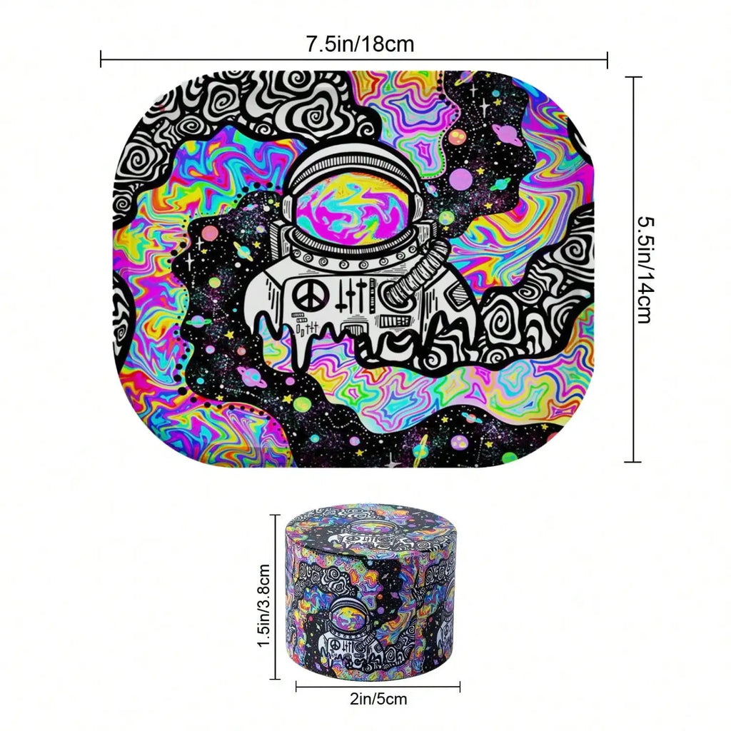 2 Pieces Metal Grinder Rolling Tray Matching Set