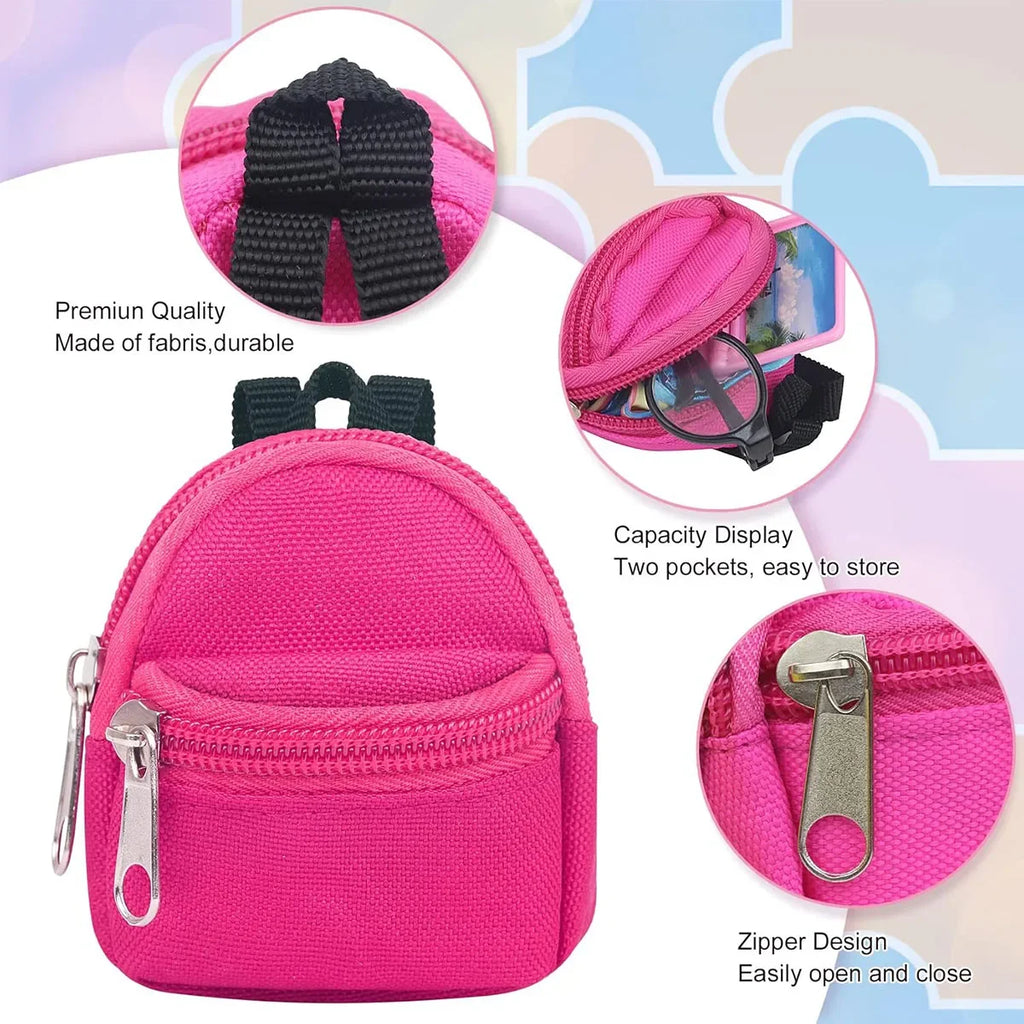 Double-shoulder zipper small coin wallet, key bag mini backpack pendant, toy decoration small bag，1 PC