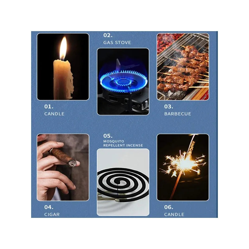 Random color - 2pc Windproof Kitchen Electric USB Lighter Long Candle BBQ  Camping Rechargeable Arc Flameless Plasma Lighter