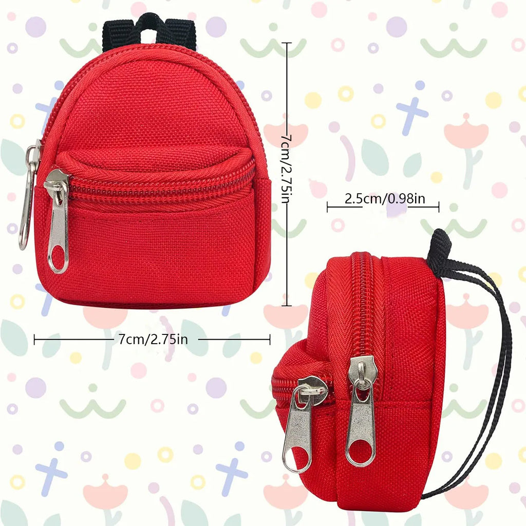 Double-shoulder zipper small coin wallet, key bag mini backpack pendant, toy decoration small bag，1 PC