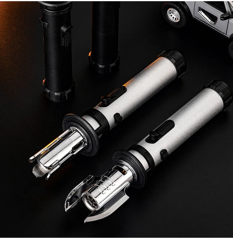 Powerful Windproof Torch Lighter, Butane Gas Inflatable Lighters Red Flame for Outdoor BBQ Kitchen Cooking Welding