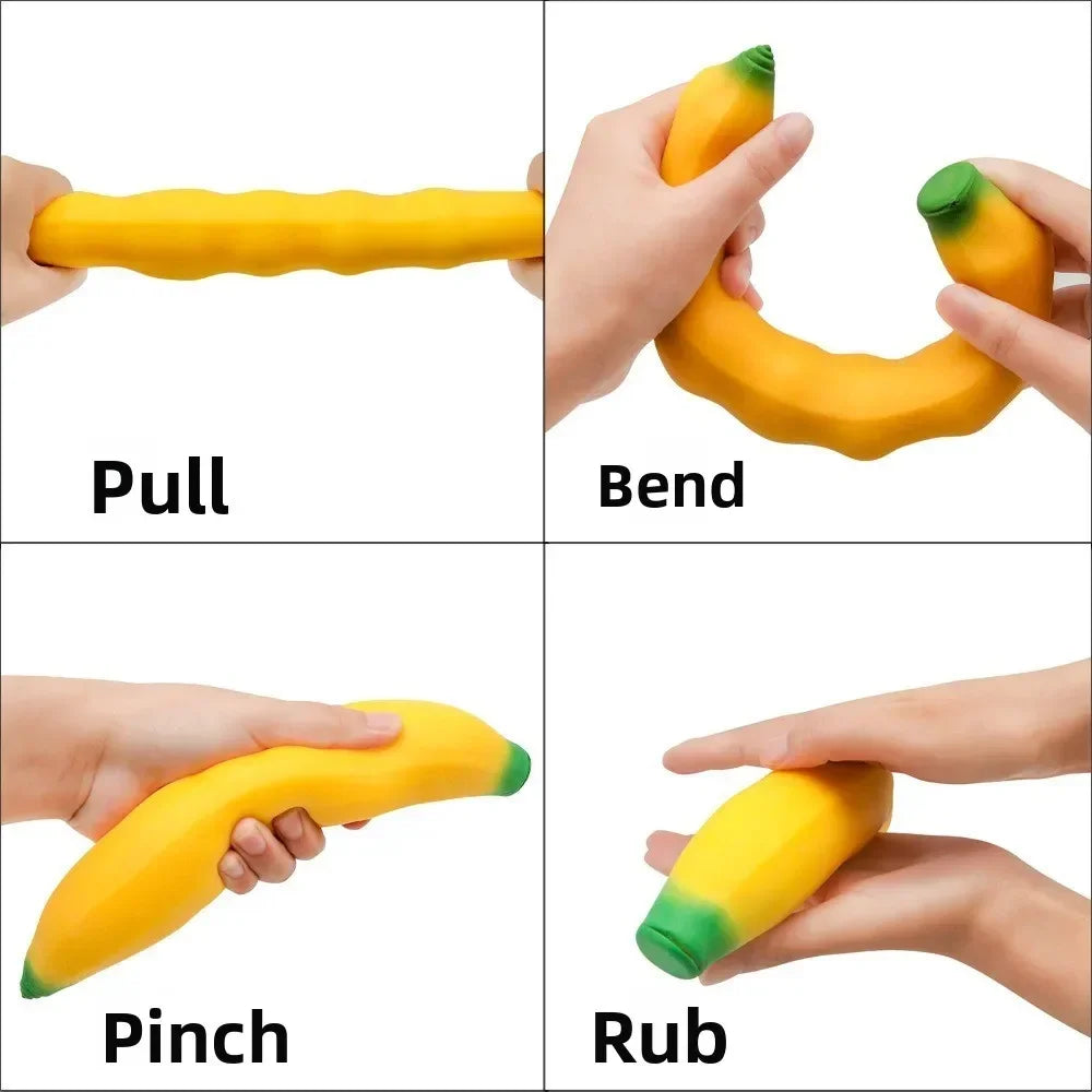 Simulated Banana Squishy Toy Slow Rising Stress Ball Novelty Sensory Fidget Anxiety Relief Squeeze