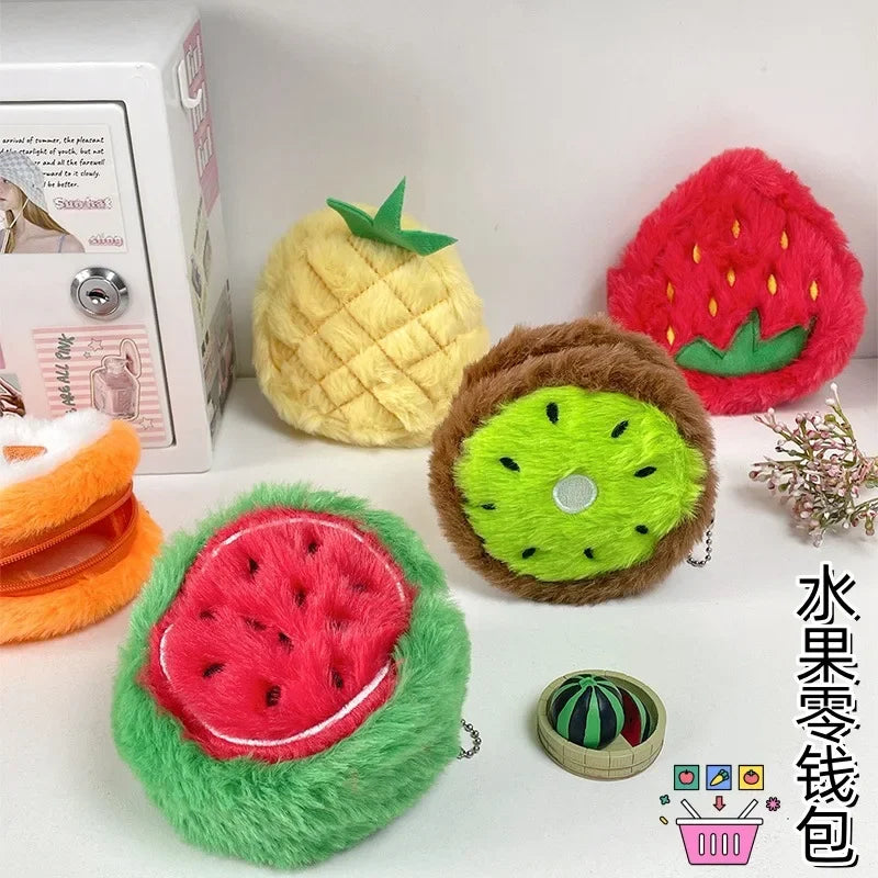 1pcs Cute Fruit Coin Purse, Orange Money Bag, Watermelon Coin Bag, Strawberry Storage Bag, Girl's Small Purse, Girlfriend Gift