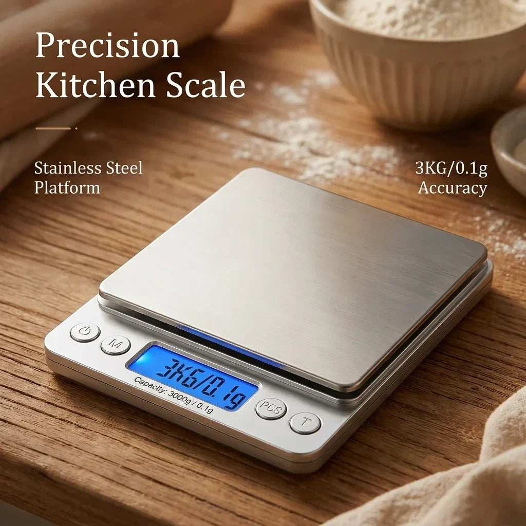 Digital Kitchen Scale Stainless Steel Food Scale with LCD Display for Precise Weighing