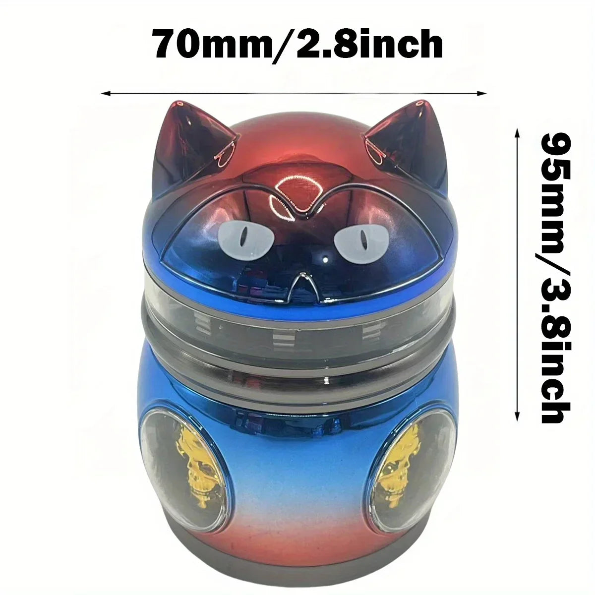 2.8inch Metal Cat Herb Grinder Mill 4-Layers Crusher Manual Mortar Pestle Tobacco Grass Grinder Cigarette Smoking Accessories