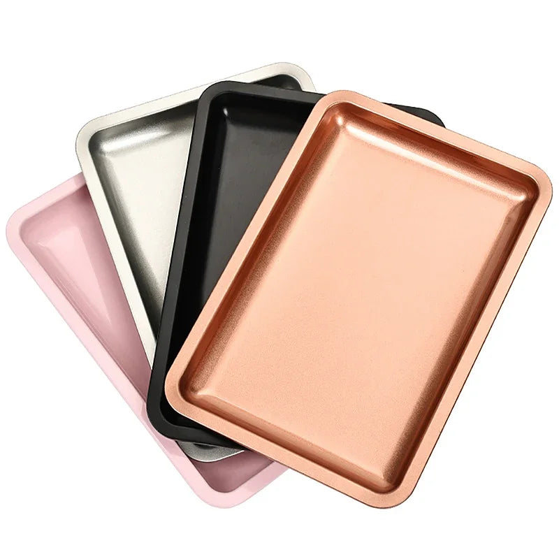 Stainless Steel Cosmetic Storage Tray Jewelry Tray Plate Doctor Surgical Tray Desktop Storage Tool Metal Fack Nail Art Tray