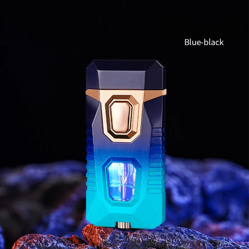 2 IN 1 Cigarette Lighters for Smoking, Mecha's Cool Body Grinder Lighter Gas Butane Torch Lighters, Box Packed as Gift for Men