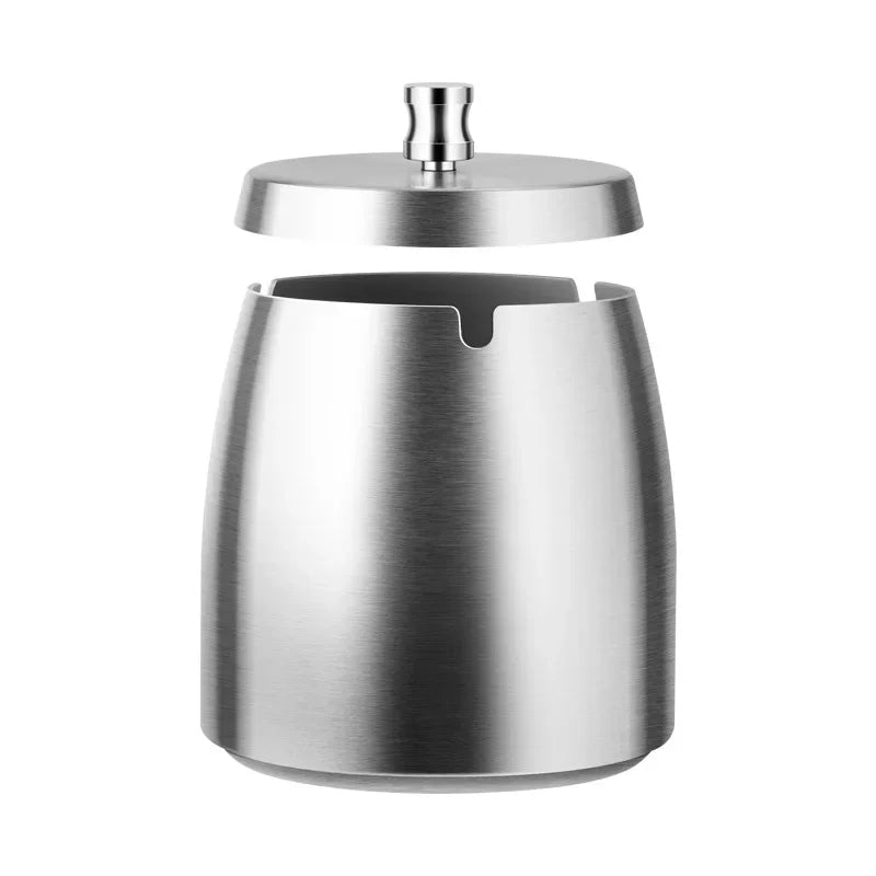 1PC Titanium-plated Stainless Steel Ashtray Car Interior Ash Waste Receptacle with Lid Thicker and Taller Anti-fly Car Ashtray