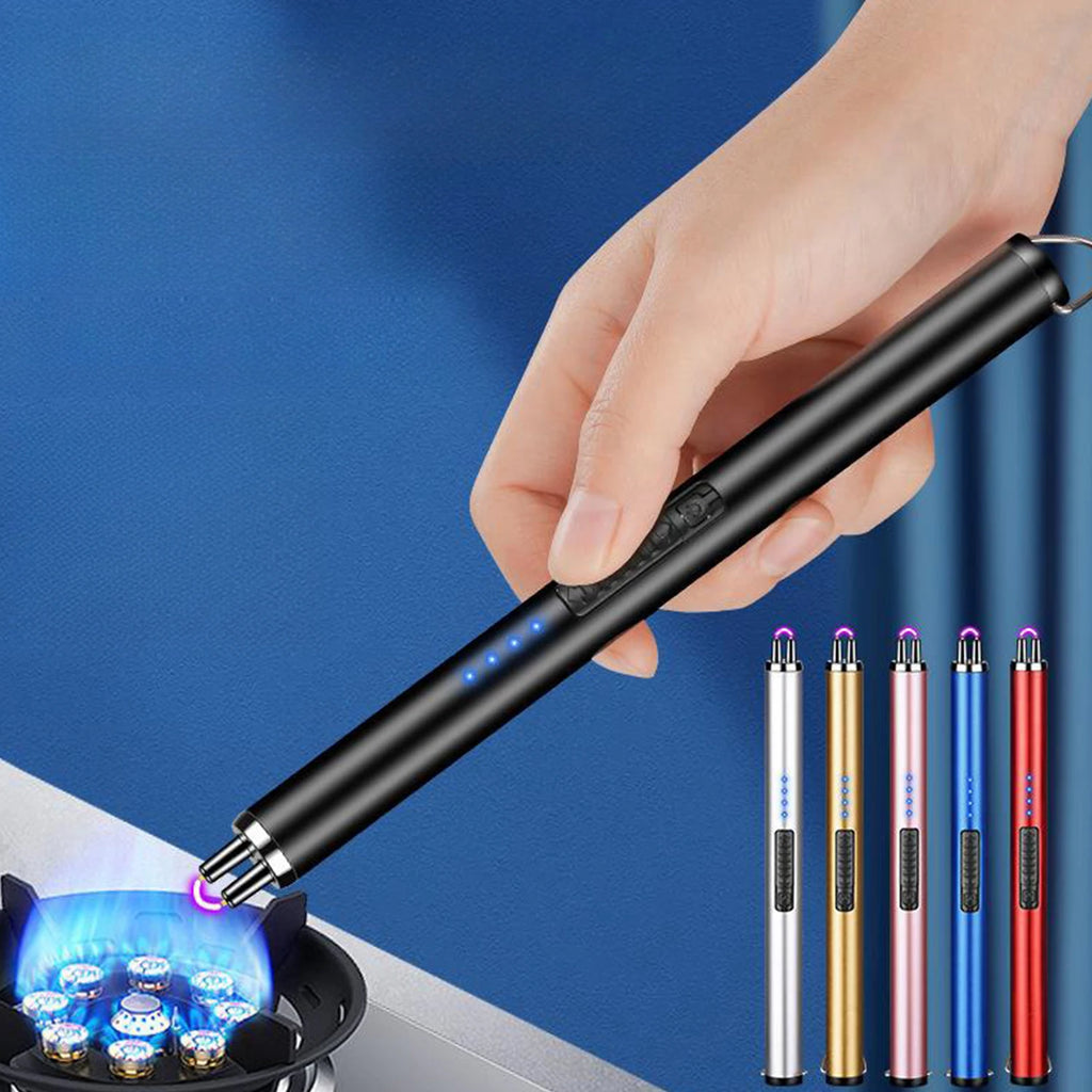 Random color - 2pc Windproof Kitchen Electric USB Lighter Long Candle BBQ  Camping Rechargeable Arc Flameless Plasma Lighter