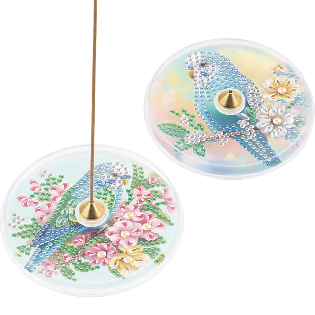 2Pcs Acrylic Special Shaped Colorful Pattern 5D DIY Diamond Art Incense Holder Diamond Painting Aroma Stand for Yoga Meditation