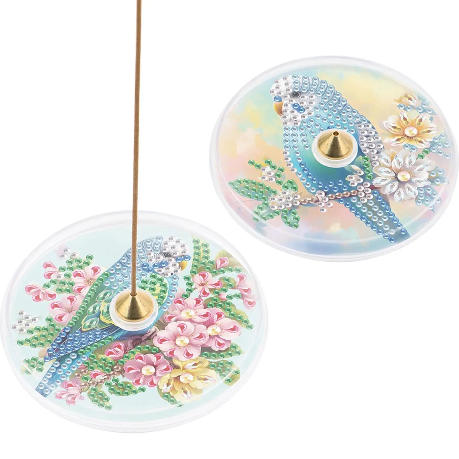 2Pcs Acrylic Special Shaped Colorful Pattern 5D DIY Diamond Art Incense Holder Diamond Painting Aroma Stand for Yoga Meditation