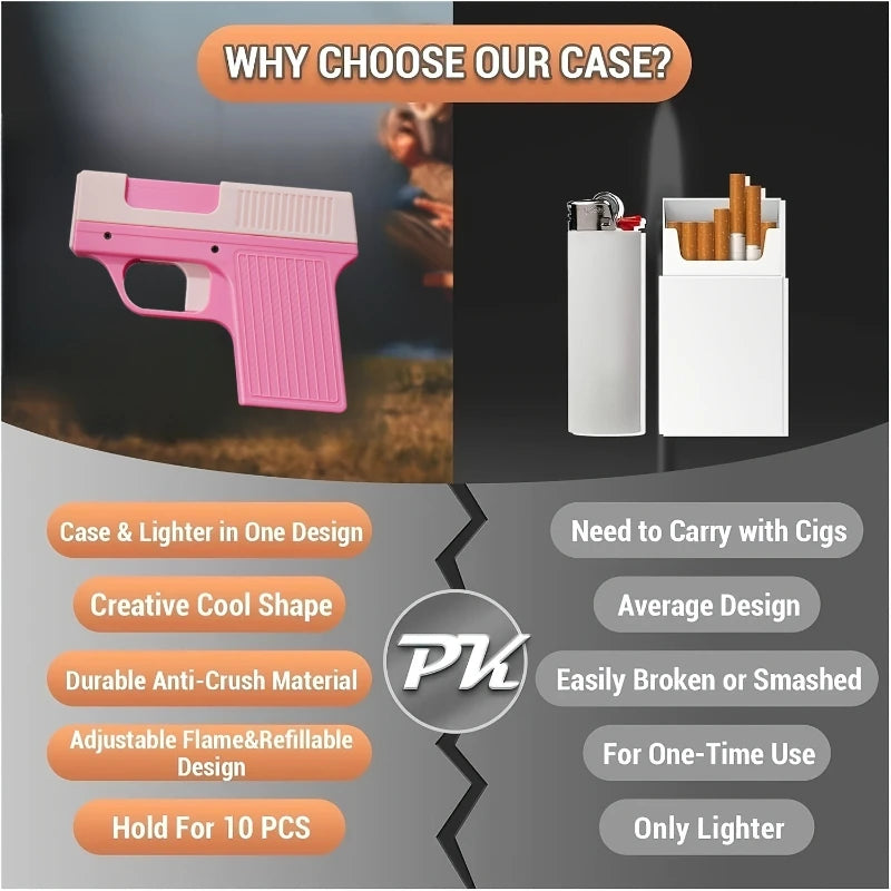 Creative Cigarette Case Torch Lighter Butane Torch Windproof Adjustable Flame Refillable Lighter for BBQ Kitchen Baking No Gas