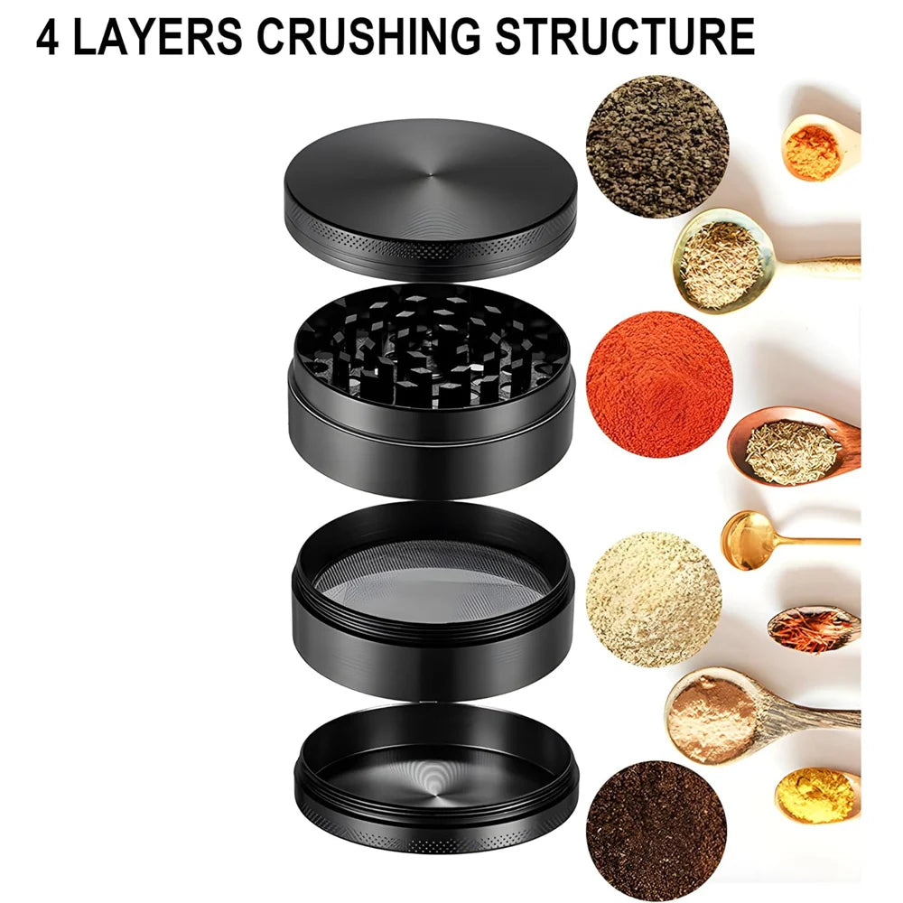 2.5" 63MM Dry Herb Grinder Metal 4-layer Tobacco Grinder Spice Miller Crusher Zinc Alloy Smoke Accessories