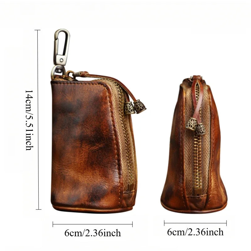 1pc Viking Sporran Mini Handcrafted Thick Leather Waist Bag Change Holder Pouch Keychain Zipper Coin Purse for Men and Women
