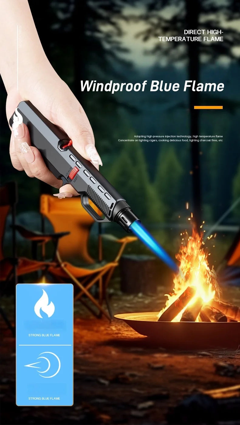 Portable 1800° Torch Jet Lighter Windproof Blue Flame 360 ° Reversible Ignition Butane Igniter for Kitchen BBQ Men's Gift