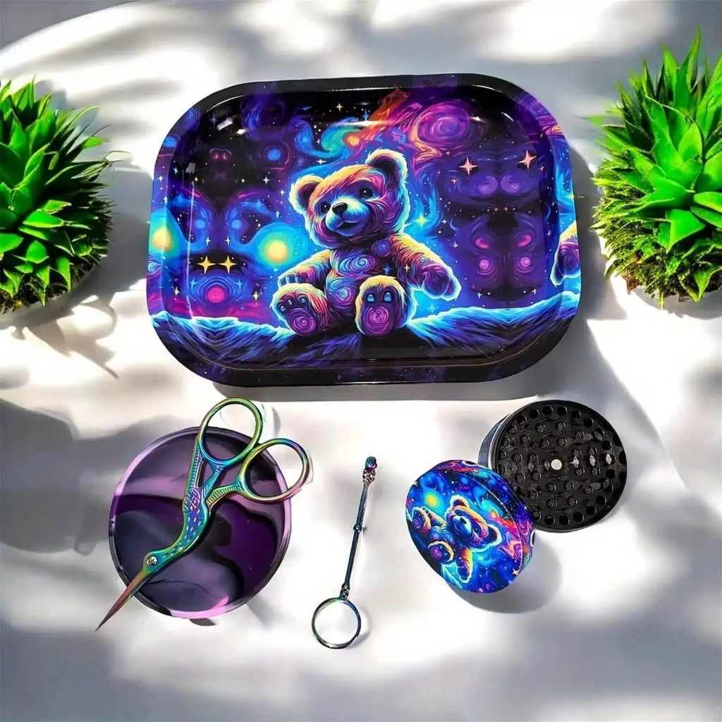 2 Pieces Metal Grinder Rolling Tray Matching Set