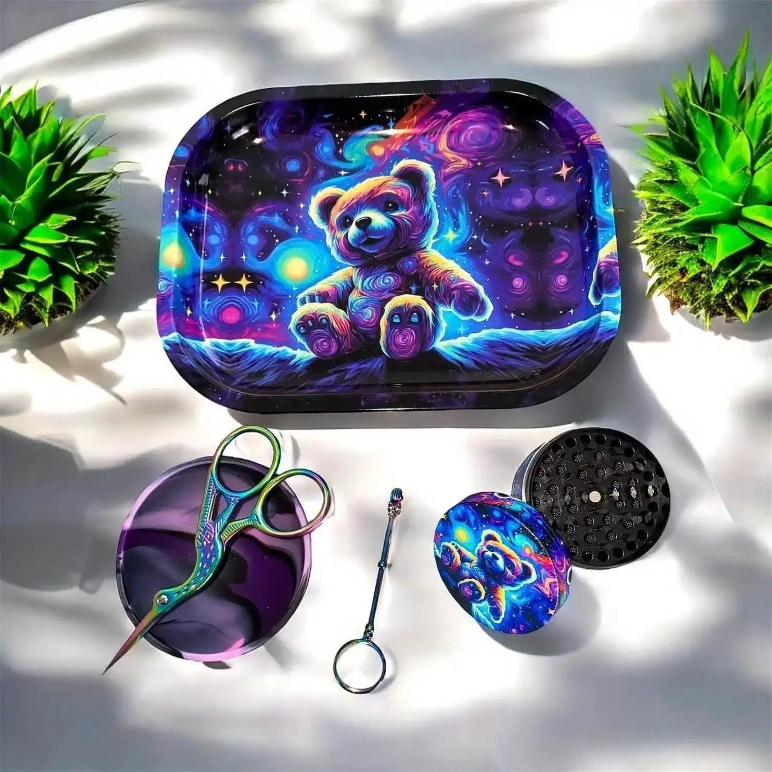 2 Pieces Metal Grinder Rolling Tray Matching Set