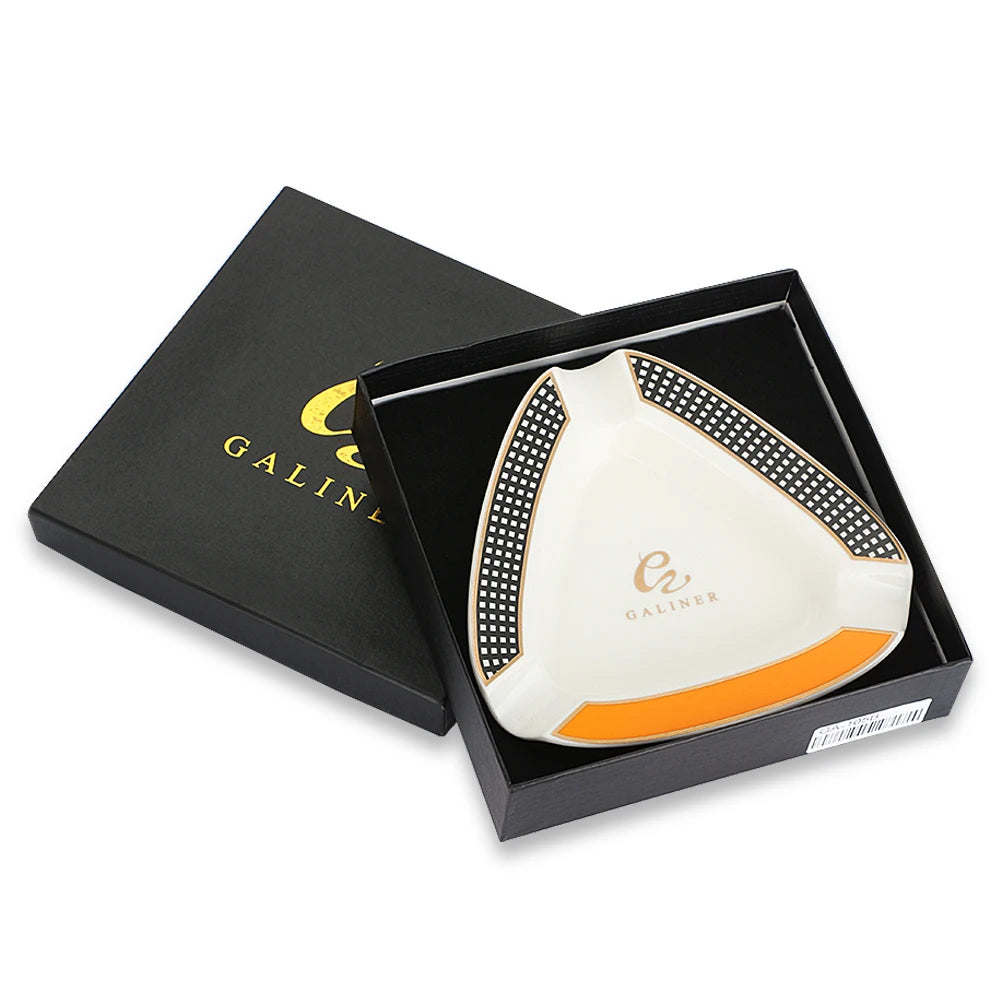 Portable Ceramic Cigar Ashtray Home 3 Slot Tube Ash Tray Travel Cigar Accessories Gift Box Packaging