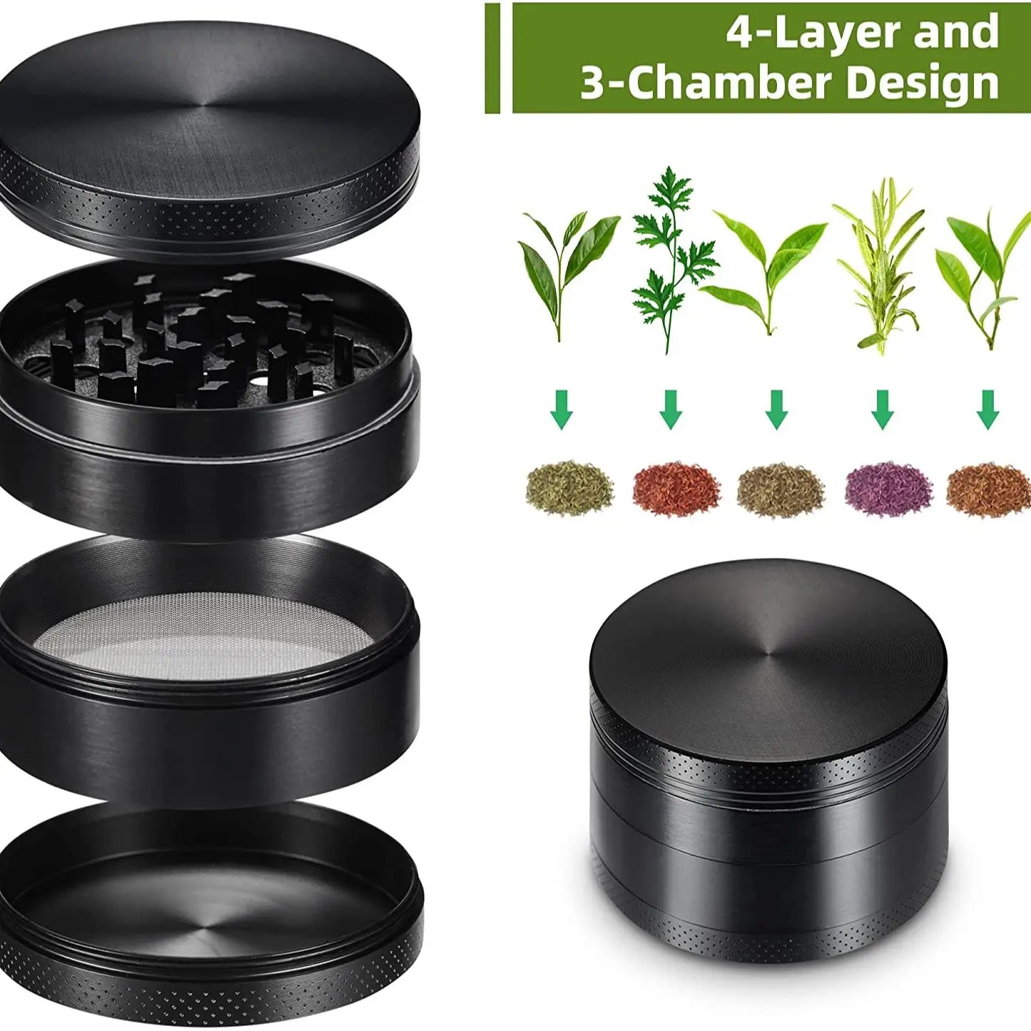 40mm 4-Layer Aluminum Herbal Herb Tobacco Grinders for Smoking Metal Tobacco Cutting Pipe Accessories Tobacco Pipes Herb Mills