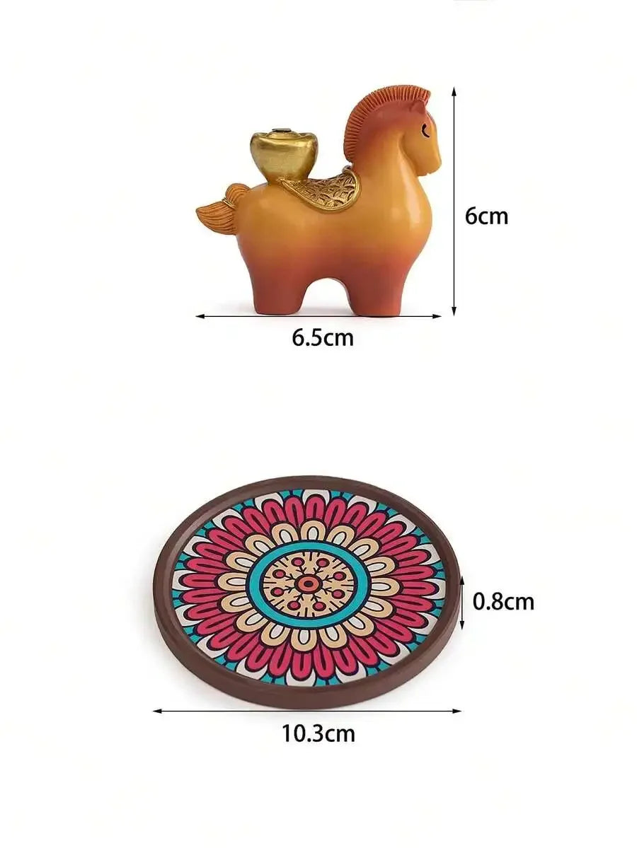 Handcrafted Horse Incense Holder - Traditional Design Aromatherapy Burner, Zen Desk Decor For Meditation, Unique Oriental Gift