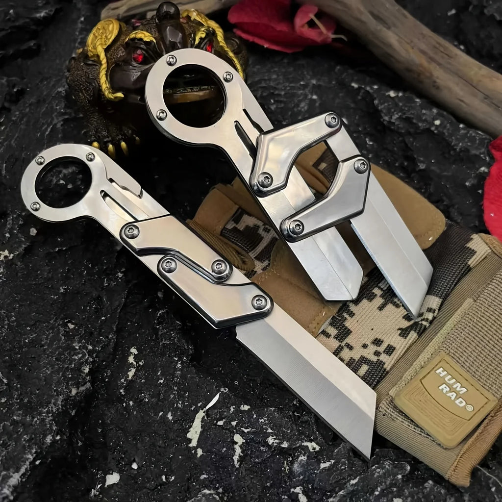 Stainless Steel Folding Knife - Ergonomic, Anti - Slip, Locking - For Outdoor, EDC, and as a Men's Gift